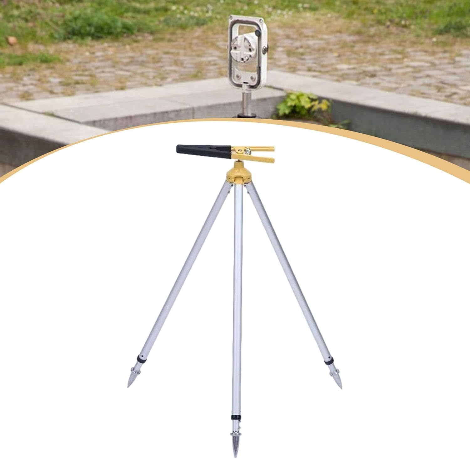 Total Station Centering Rod Clamp Tripod Support Bracket Metal Adjustable Height 80-124cm Surveying Tripod Black Clip Measuring Instrument- 75 to 120cm Golden Black Clip