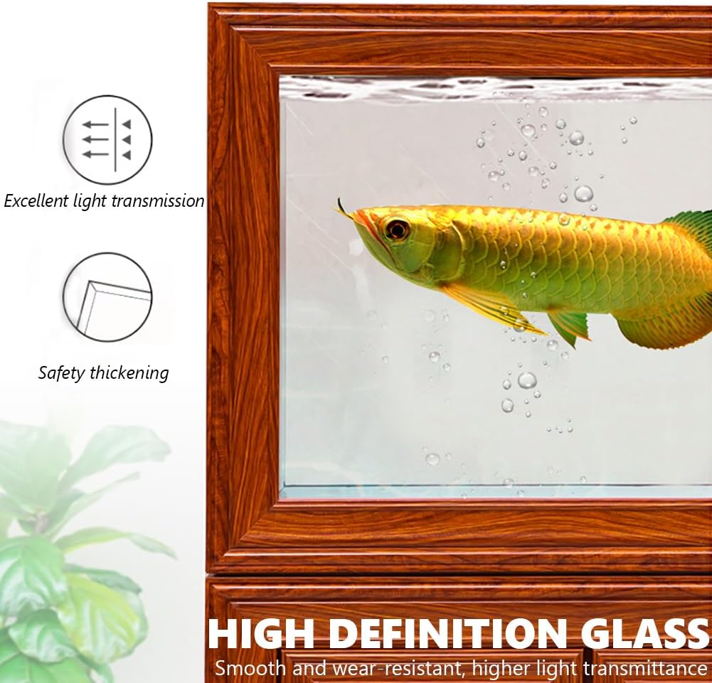 Retro Wooden Aquarium, Rectangular Luxury Floor-Standing Fish Tank, Classic Large Screen Aquarium, Spiral Silencer Water Pipe, Vintage Nostalgic Fish Bowl, Oriental Style Aquarium,120cm,C
