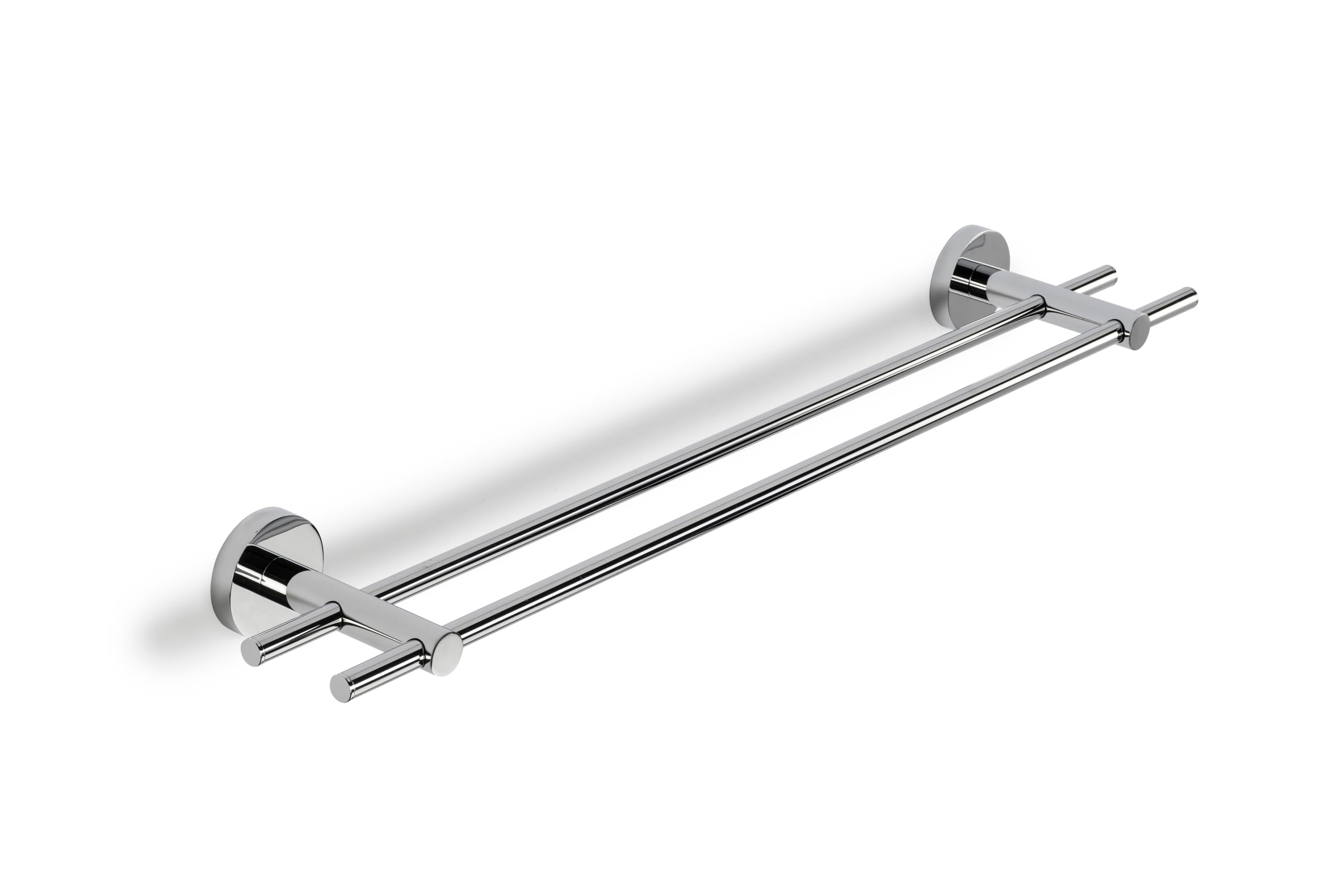 Croydex Britannia Bathroom Storage Accessory - Durable Brass & Stainless Steel Double Towel Rail, Wall Mounted, No-Drill 'X' Plate, Chrome Finish, 60x670x115mm, Easy Update with Matching Accessories