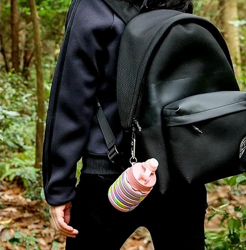 Miniatura 5 de Botellas de agua deportivas plegables de silicona de 16.9 fl oz, 16 onzas, tapa giratoria a prueba de fugas, sin BPA, retráctil, para el hogar, al