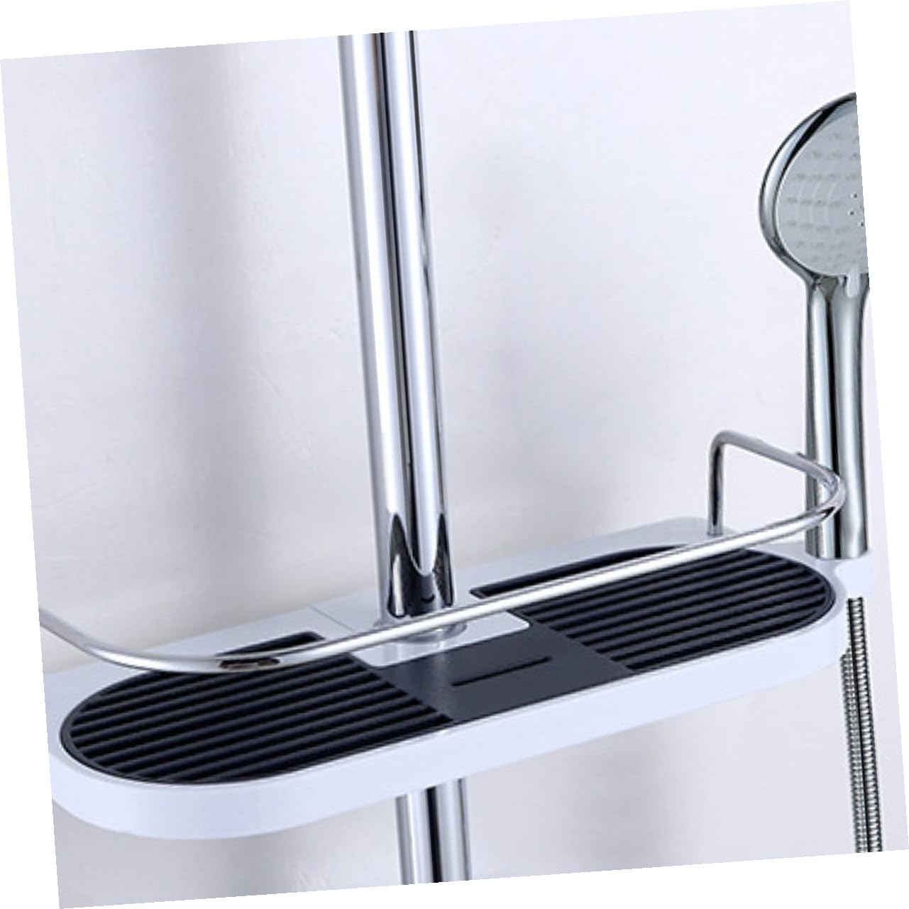 VALICLUD Mensola in Abs e Acciaio Inox senza Foratura Doccia Regolabile Portaoggetti e Organizer Bagno per Uso Domestico