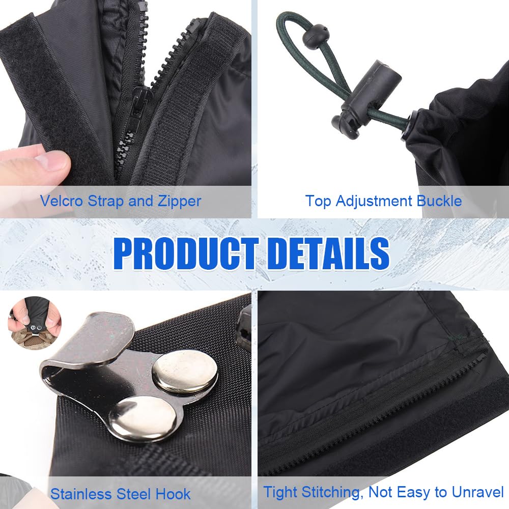 Guetres de Randonnée Homme Femme,Guetre Chasse Imperméable,Guêtres D'extérieur de Montagne Réglables,Guetre Jambe de Protection avec Fermeture et Sangles Réglables pour Escalade, Ski - Noir