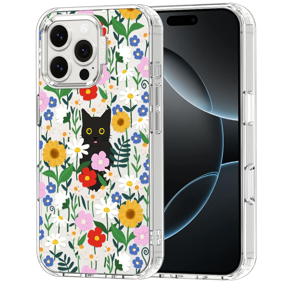 MOSNOVO Case for iPhone 16 Pro Max, [Buffertech 6.6ft Military-Grade Drop Protection] [Anti Peel Off Tech] Clear TPU Bumper Phone Case Cover Design -