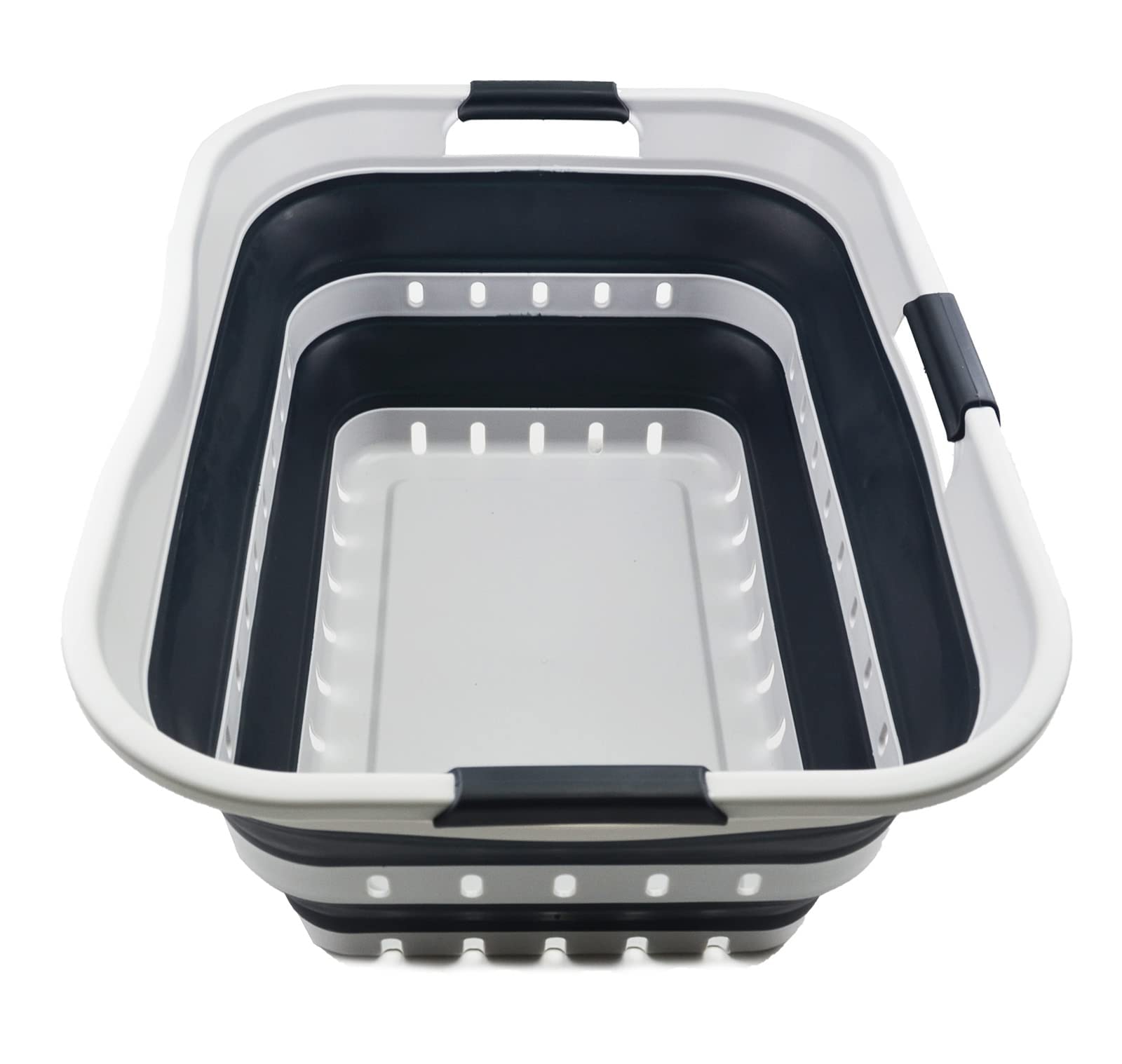 SAMMART 42L Collapsible Plastic Laundry Basket - Foldable Pop Up Storage Container/Organizer - Portable Washing Tub - Space Saving Hamper/Basket (1, Grey/Slate Grey) — image 1