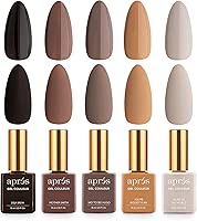 Apres Gel Couleur Combo Set, 5 Color Gel Nail Polish, Bright Nude Pastel Colors with Brush-X Nail Art Brush, 2024 Edition (Set 2)