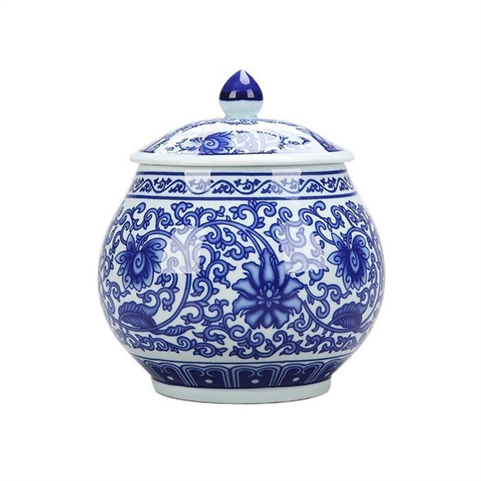 Bx9rE7tK3g Kitchen Storage Jar Vintage Chinese Celadon Porcelain Tea Canister Ceramic Sealing Jar Large Household Storage Box Ceramic Tea Canister