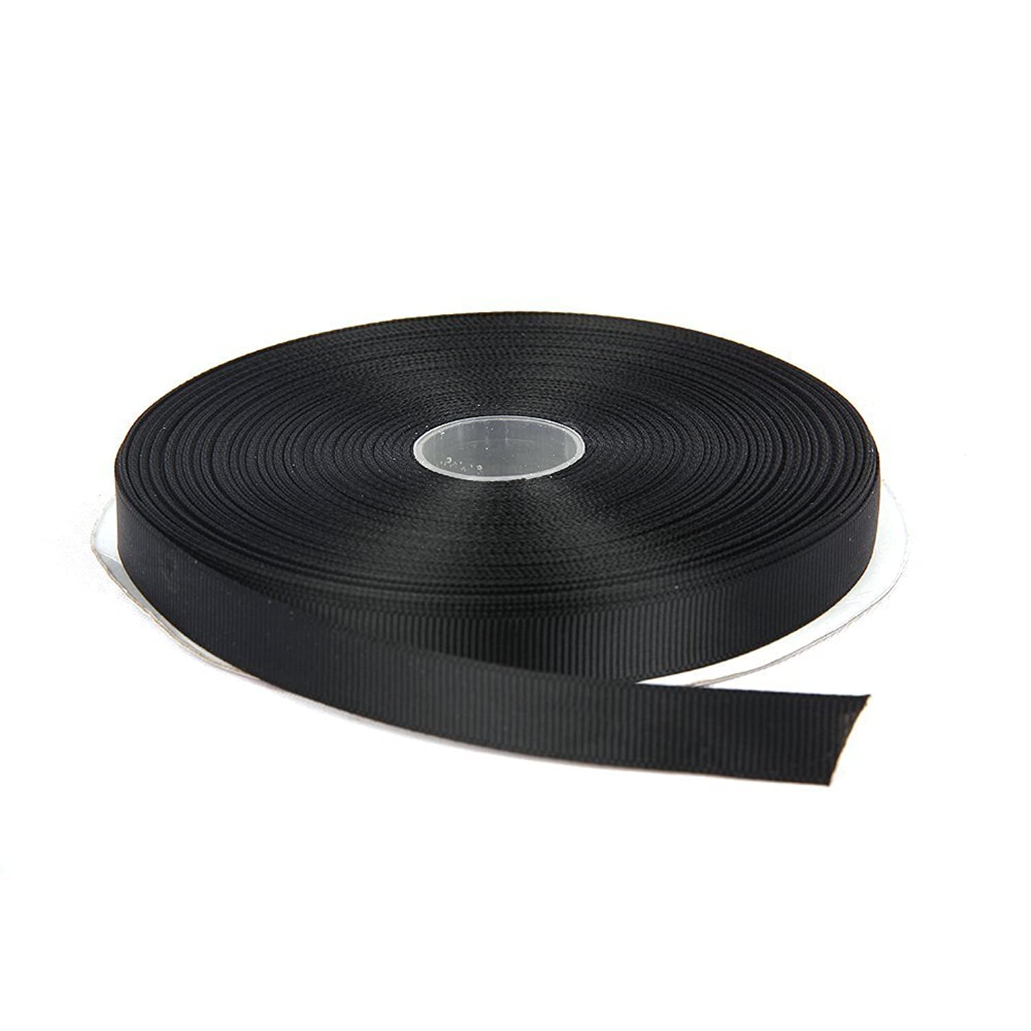 1/2 Inches x 50 Yards Double Face Solid Grosgrain Ribbon Roll, Black