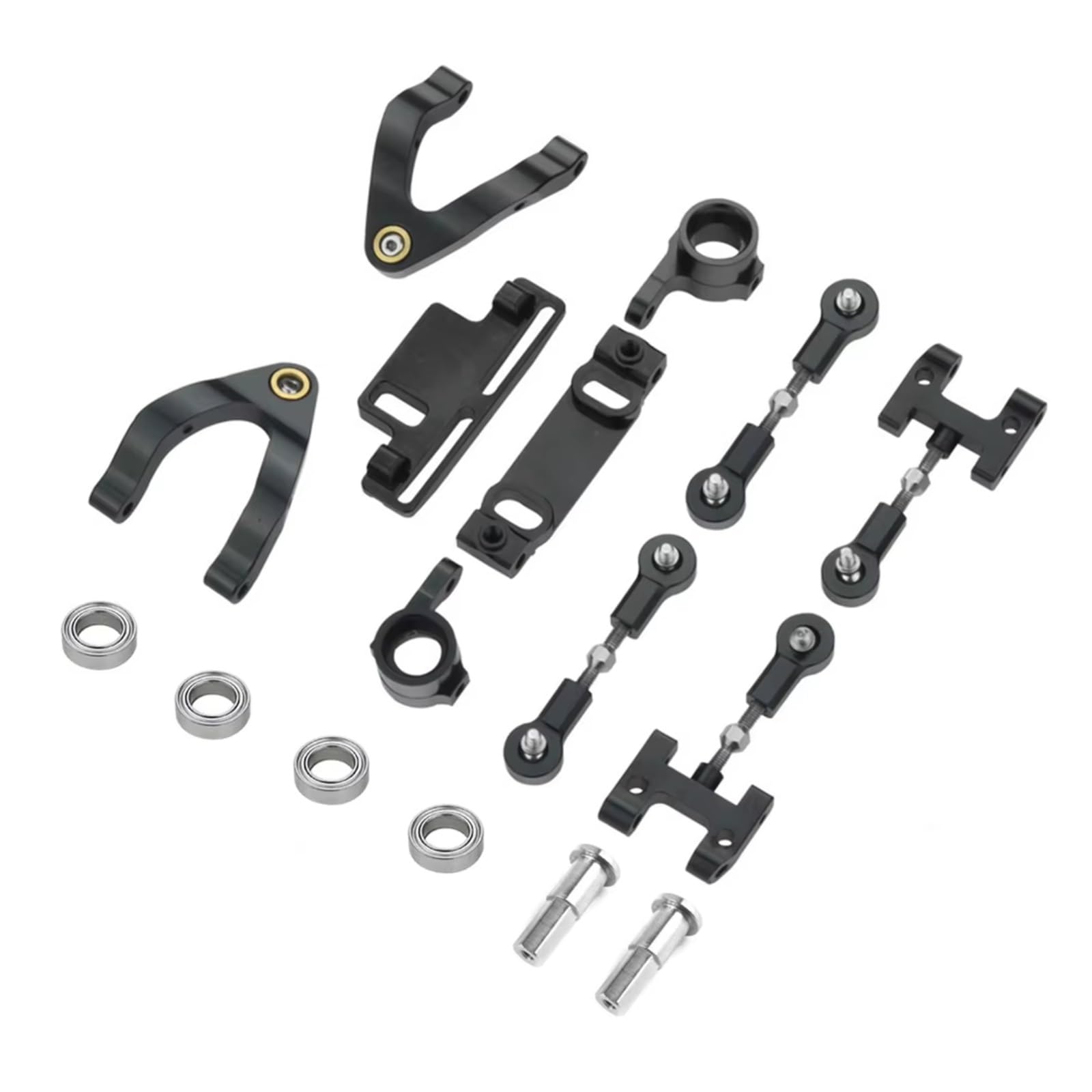RC Spezialzugstange Für WPL D12 D22 D32 D42 1/10 Metall-Lenkbecher Oberer Unterarm Lenkschieber Pleuelstange RC-Auto-Upgrade-Teile Zubehör Ersatzverwendung(Black)