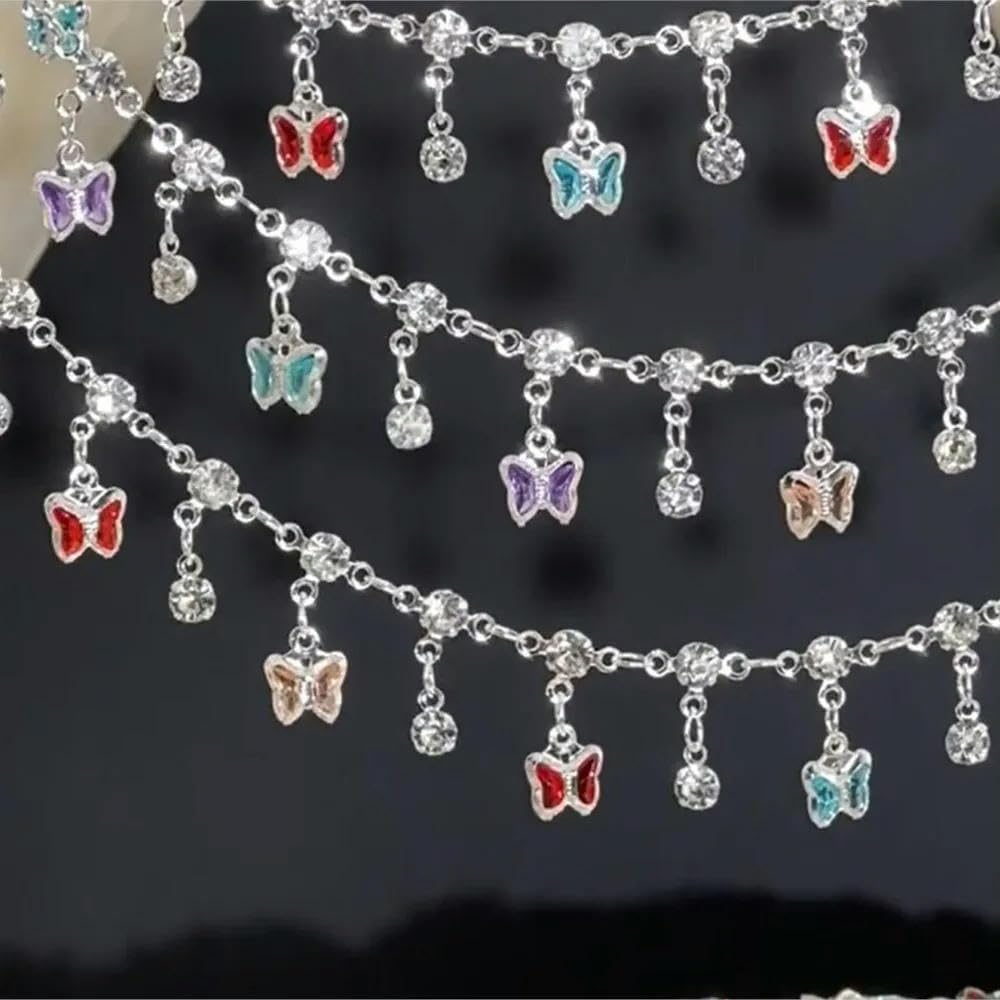 Catena con Ciondolo a Farfalla Lucida da 10 m con Perline di zircone e Maglie in Rame per Braccialetti Fai da Te e Accessori per la creazione di Gioielli