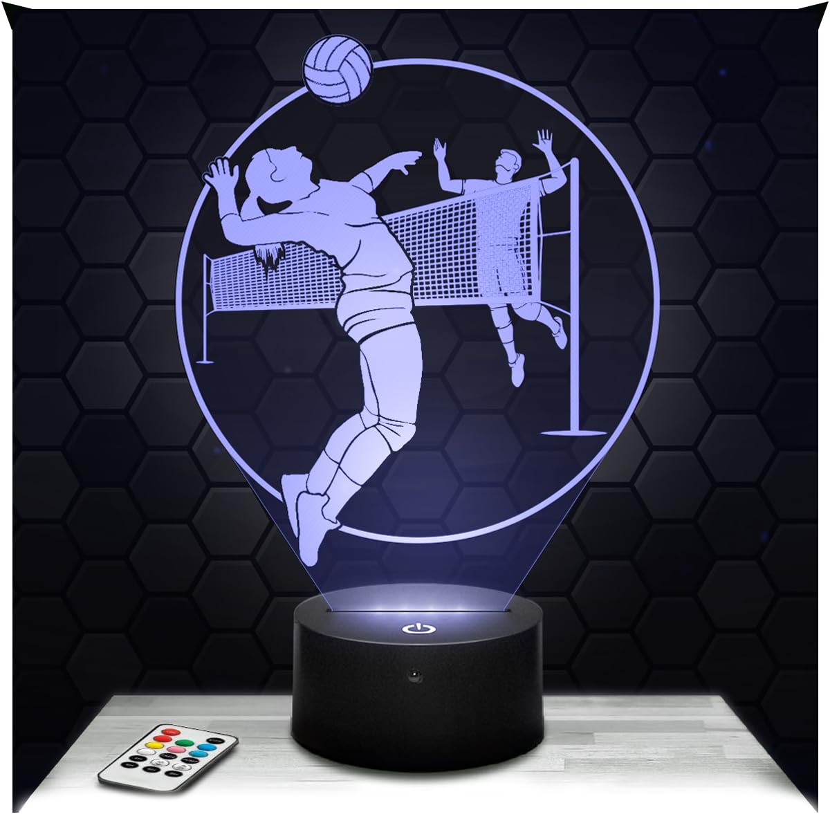 Lampephoto.fr - 3D Lamp Volleyball Sport Racket Touch Night Light Led Team Sport, 3D Hologram Effect, Gift Idea Football Christmas Birthday Boy or Girl