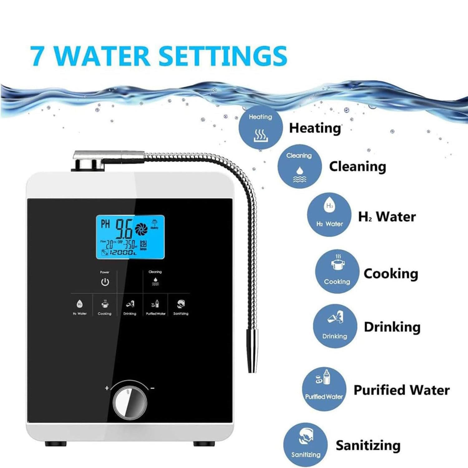 Máquina Agua Hidrógeno Rica En Hidrógeno Máquina Ionizadora Y Purificadora Agua, La Máquina Ionizadora Agua Produce Ácido Alcalino Ph 3-11.0 hasta -800mv Orp Filtro De Agua Táctil LCD