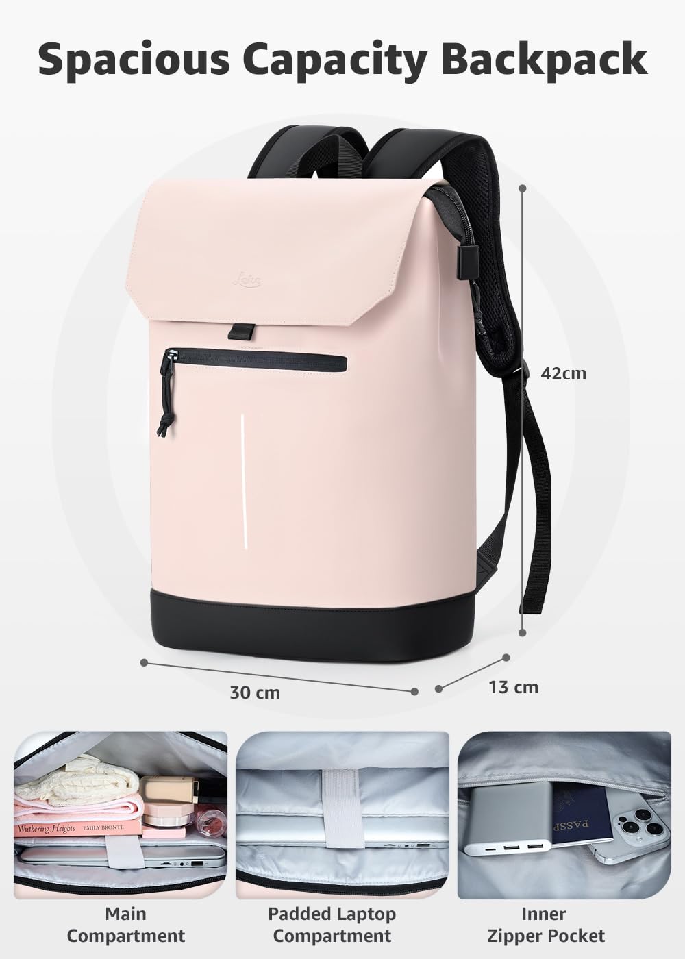 Lekespring Zaino Porta PC Donna 15.6 Pollici – Elegante Zaino Università e Lavoro Donna,Impermeabile per Laptop con Design Moderno, Ideale per Viaggi, Ufficio e Scuola
