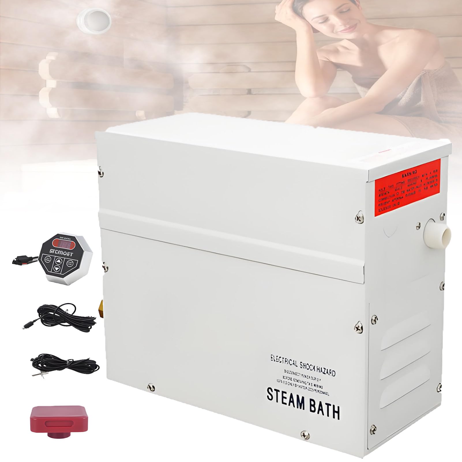 Ofyphth 3-21KW Luxury Self-draining Steam Generator, Shower Sauna Bath Home Steam Bath Spa Generator, Auto Drain 77-131℉, for Home SPA Bathroom Hotel Shower Steam. 3KW