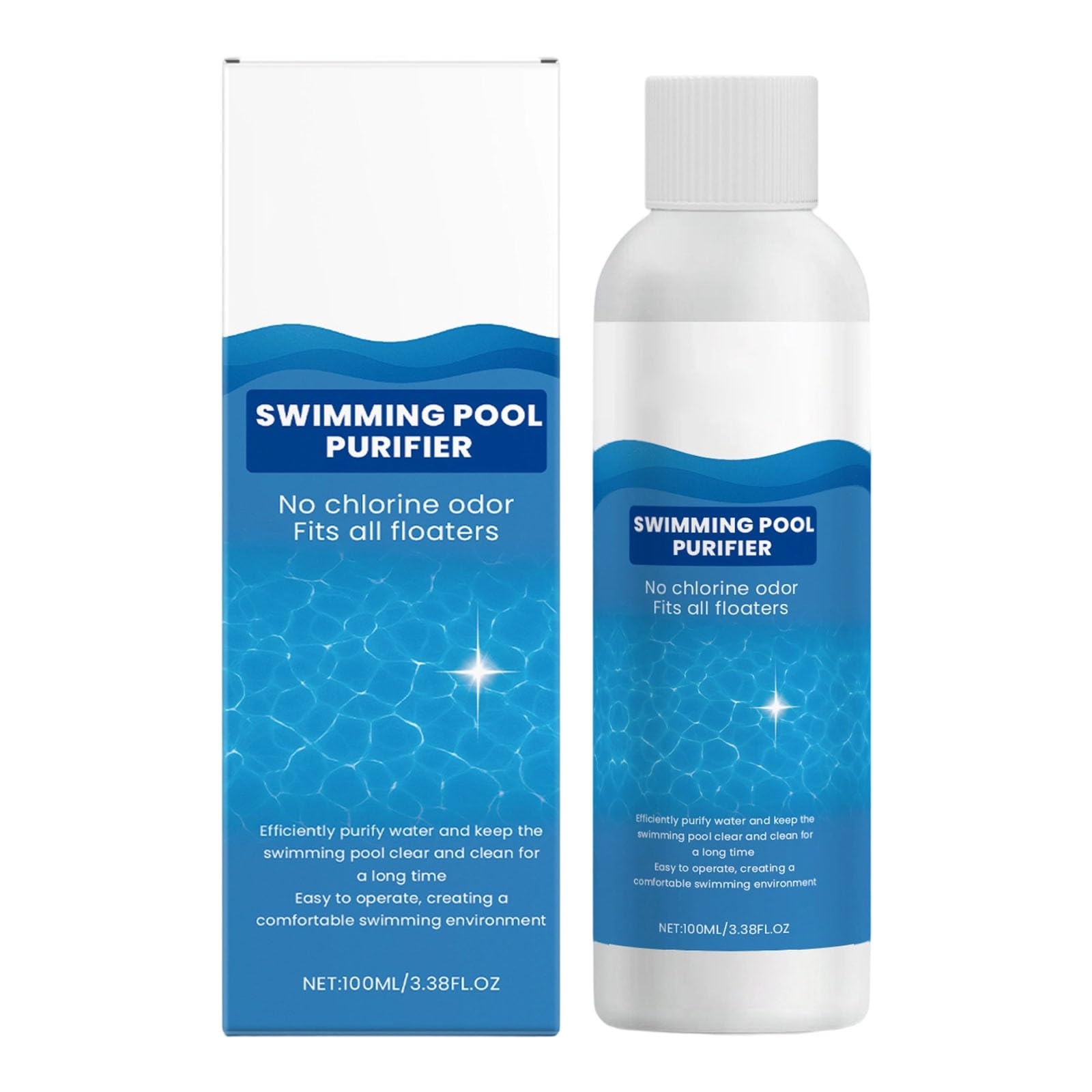100ml Pool Purifier Pool Clarifier Liquid, Fast Acting Swimming Pool Cleaner, Clear Turbid Water, Gentle Purifying Liquid for Inground Pools, Above Ground Pools & SPA Hot Tubs
