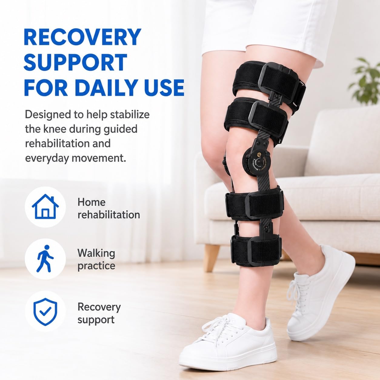 Rodillera articulada con rango de movimiento ajustable, soporte postoperatorio para la rodilla, estabilizador ortopédico, inmovilizador para la recuperación de la pierna izquierda y derecha tras
