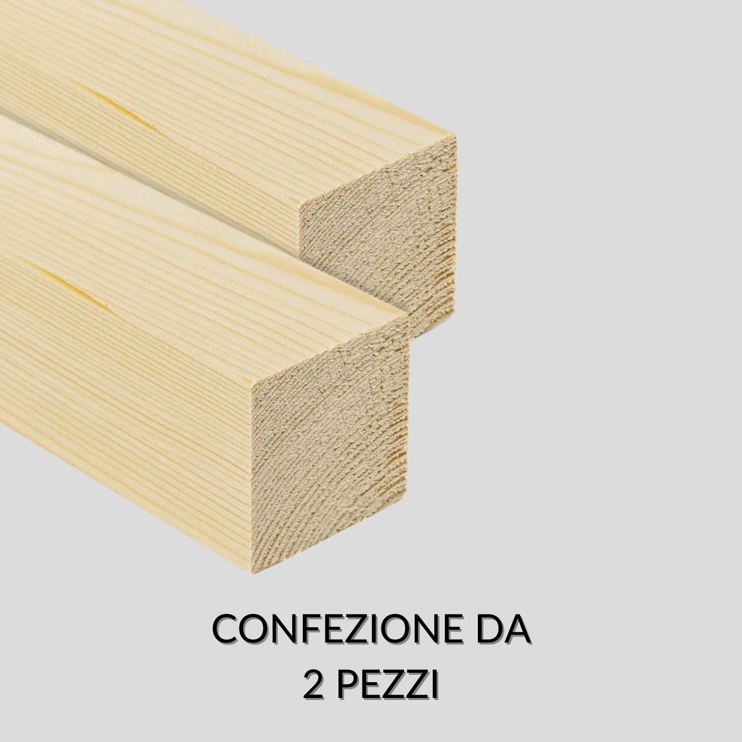 TWE Listelli Legno Massello Abete x 2 Metri diverse Dimensioni Piallati su Quattro Lati con Smusso su Spigoli Made in Italy Confezione da 2 pz (50x50) mm