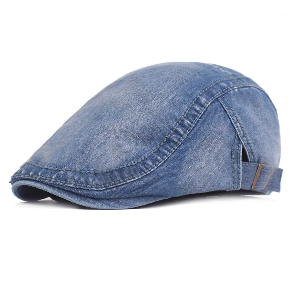 Quanhaigou Unisex Denim Newsboy Hats Flat Ivy Gatsby Cabbie Driving Berets Hat Cotton Dad Cap for Men Women