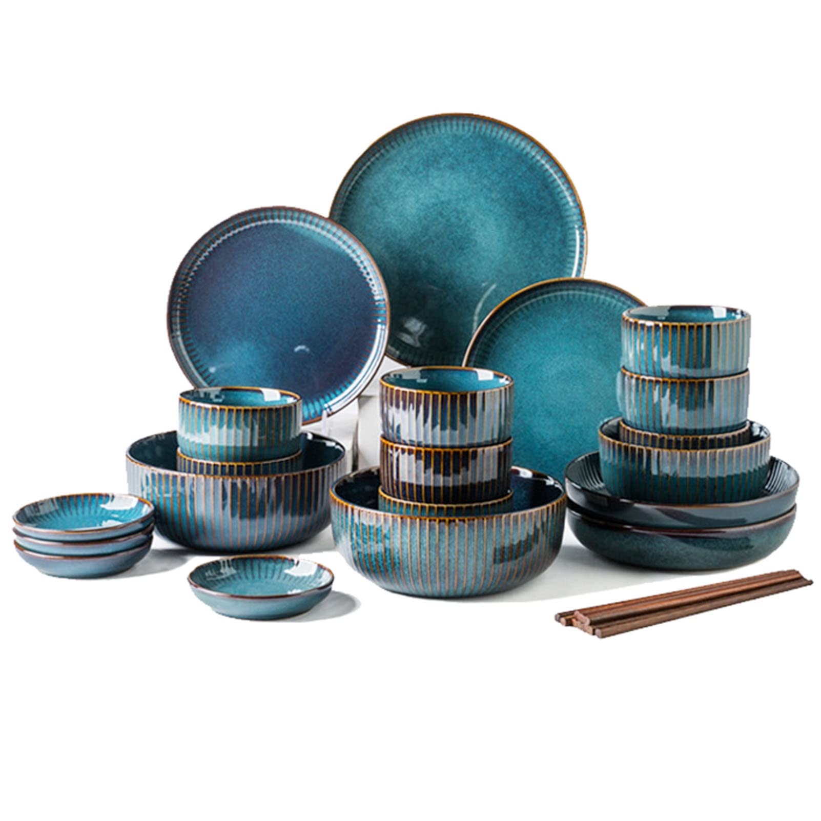 43-elementowy zestaw naczyń kuchennych, zestaw talerzy i misek dla 8 osób, zestaw naczyń ceramicznych, zestaw talerzy porcelanowych, naczynia stołowe w stylu zachodn,