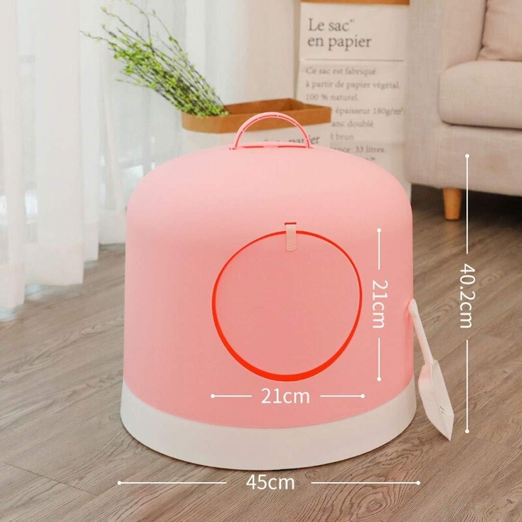Cat Litter Boxes Fashion Creative Large Cat Toilet Large Space Pet Trash Can Cat Toilet Pet Supplies Multicolor Optional Pet Toilet (Color : Pink) (Blue)