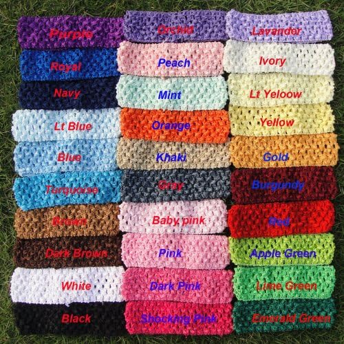 100 1.5 Inch Crochet Headbands for Flower Clips and Bows Fits Baby to Adults 30 Colors to Choose From U Pick Colors