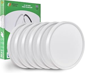 6PK 12 Inch LED Flush Mount Ceiling Light, 24W, 2520LM, 3000K/4000K/6000K CCT Selectable, Round Flat Panel Light Low Profile Ceiling Light Fitures for Hallway, Kitchen, Bedroom, Laundry Room