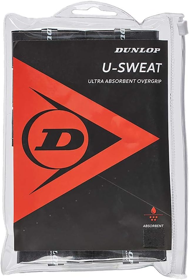 DUNLOP U Sweat 12 Pack Tennis Overgrip Black (Black)