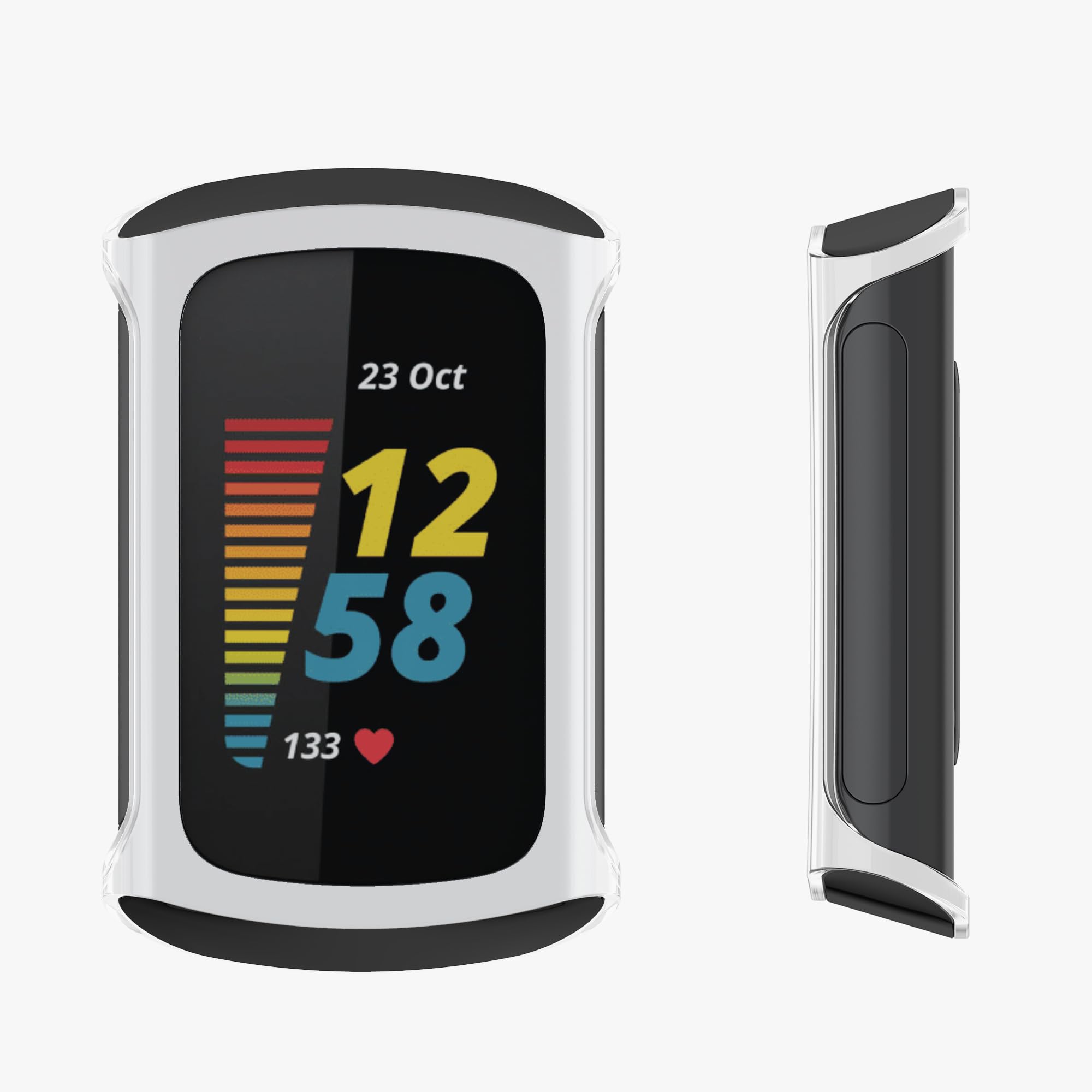 kwmobile Etui kompatybilne z Fitbit Charge 6 / Charge 5 – 2 x silikonowe etui na monitor fitness z TPU – srebrne/ciemnoszare