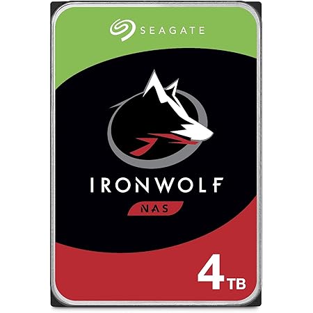 Seagate IronWolf, 4 TB, NAS, Disco duro interno, HDD, CMR 3,5" SATA 6 GB/s, 5900 RPM, caché de 64 MB para almacenamiento conectado a red RAID, 3 años de Rescue, Paquete Abre-fácil (ST4000VNZ08)