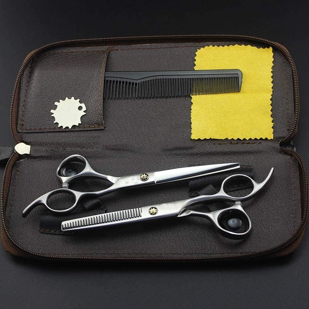 理髪はさみ、理髪はさみ理髪はさみ、ヘアカットはさみヘアカットセット、レザーケース付きステンレススチールプロフィヘアカットレディースと