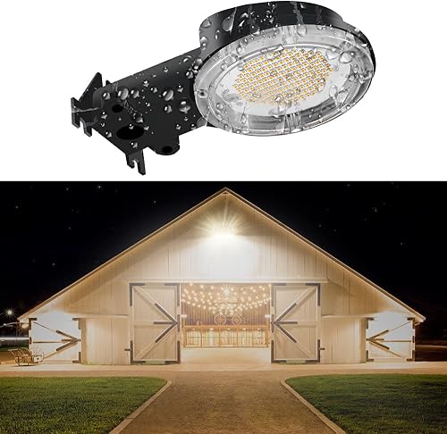 Luz LED de patio de 10,000 lúmenes, 70 W de atardecer a amanecer, lámpara de calle de luz diurna de 5000 K, luz de área perfecta o luz de granero,