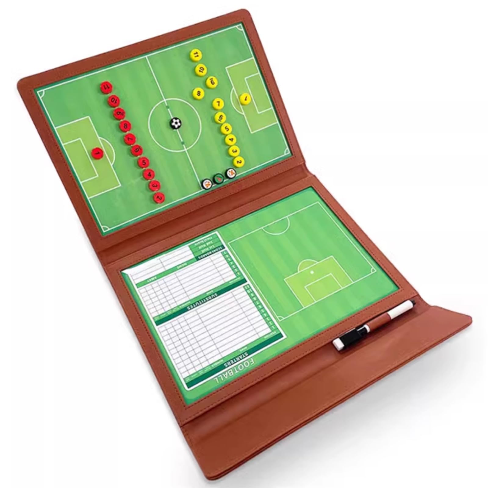 Lavagna Tattica Calcio, Lavagna Calcio Allenatore di Board, Design Pieghevole, Facile da Scrivere e Cancellare, Ideale per Scuola/competizioni/club(Brown)