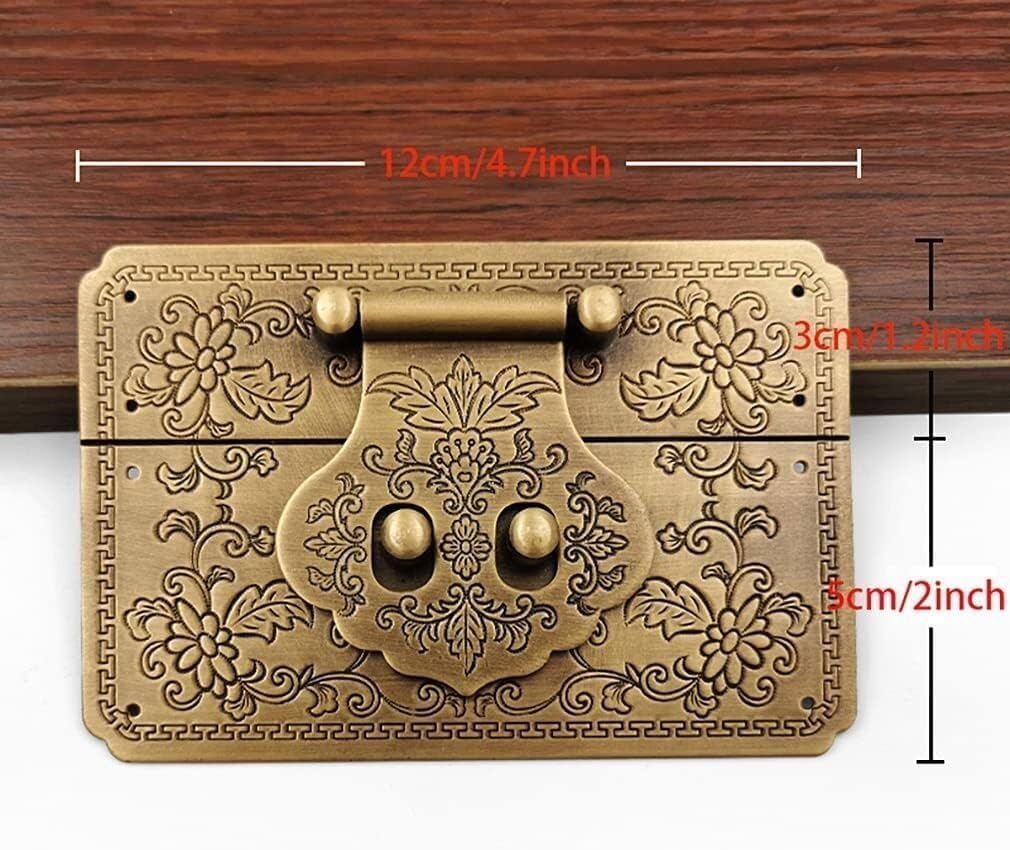 Brass Hasp for Chests Antique Hasp for Cabinets Bronze Hasp for Wooden Boxes Vintage Decorative Jewelry Box Latch, Bronze Finish, Heavy Duty Hinge for Wooden Boxes, Cabinets, Chests 12cm X 9cm
