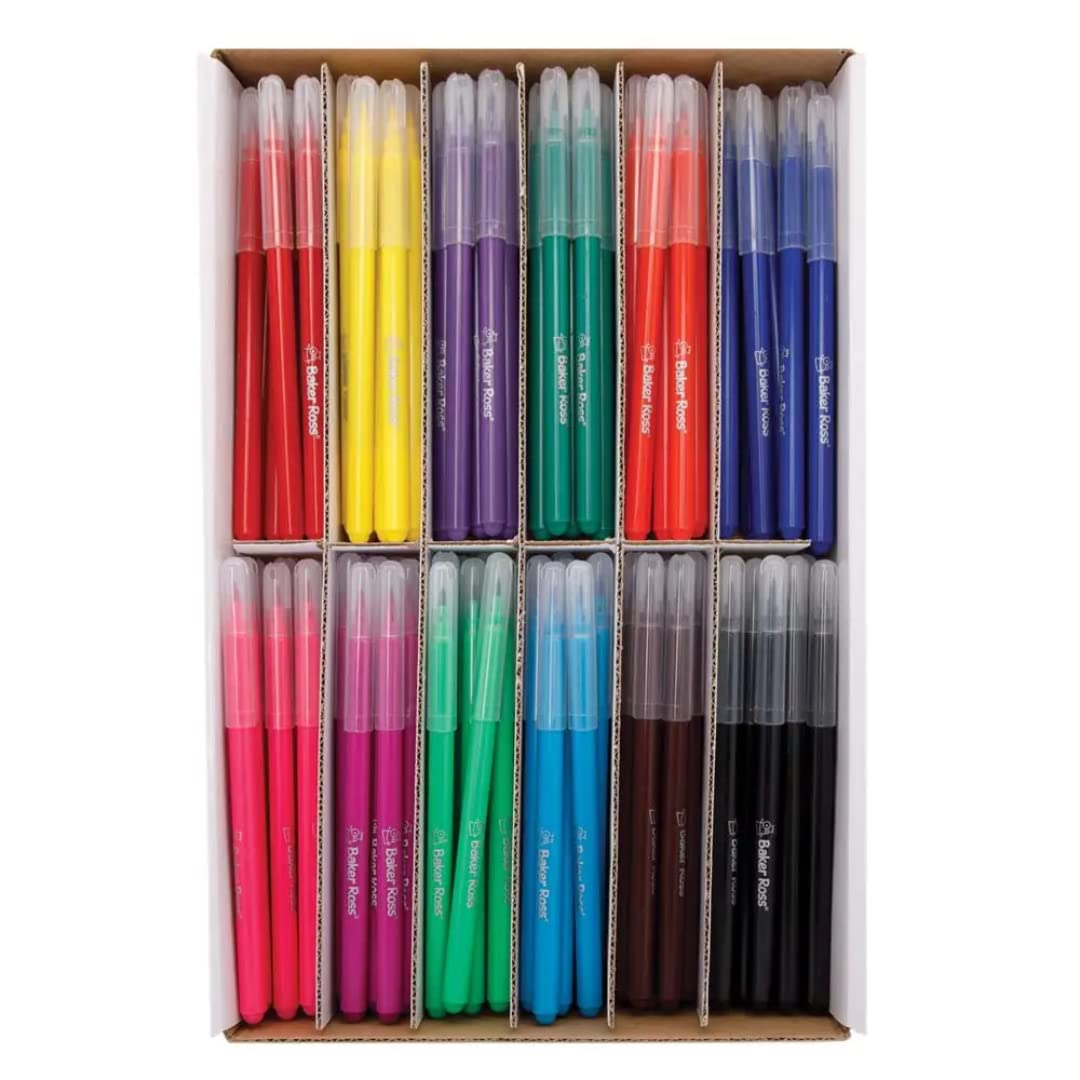 Baker Ross FE415 Brush Tip Marker Pens - Pack of 120, Colouring Pens for Kids, Children's Art Markers