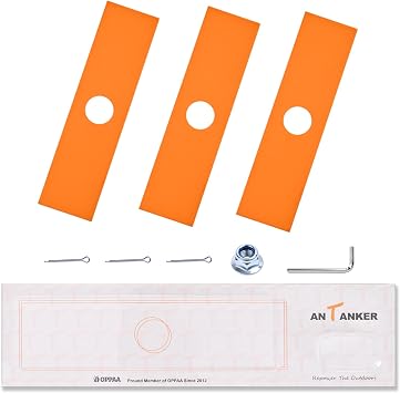 AEB0800 Edger Blade Replacement for EGO Power&Multi-Head System Heavy Duty Steel Blade Mounting Hardware Compatible with EGO 56V Edger EA0800 ME0801 ME0800, with Cotter Pin and Nut, 3 Pack