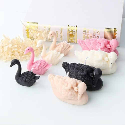 Miniatura 8 de GRAINRAIN Swan Family Baby 3D Candle Mold Silicona Jabón Fabricación Artesanal Molde de cera de soja (11157) (F21-11157)