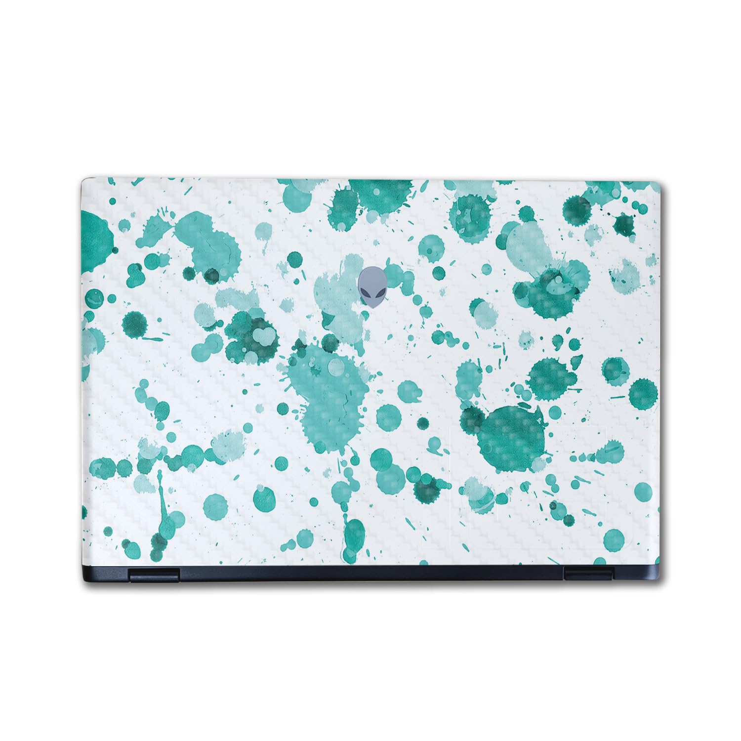 Carbon Fiber Laptop Skin Compatible with Alienware M16 R2 (2024) - Teal Splatter - Premium 3M Vinyl Protective Wrap Decal Cover - Easy to Apply | Crafted in The USA by MightySkins