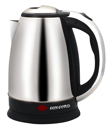 Concord Electric Kettle, 1500W Large Size 1.8 Litre Stainless Steel Kettle, Water Boiler for Tea, Coffee, Soups, Noodles (with Long Cord 1.5 metre)