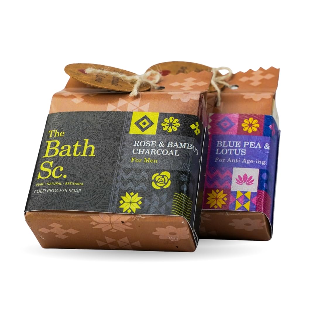 Bath Science Natural Cold‑Process Soap Gift Set, Rose & Bamboo Charcoal for Men, Blue Pea & Lotus Anti‑Ageing Skincare Trio-image-10