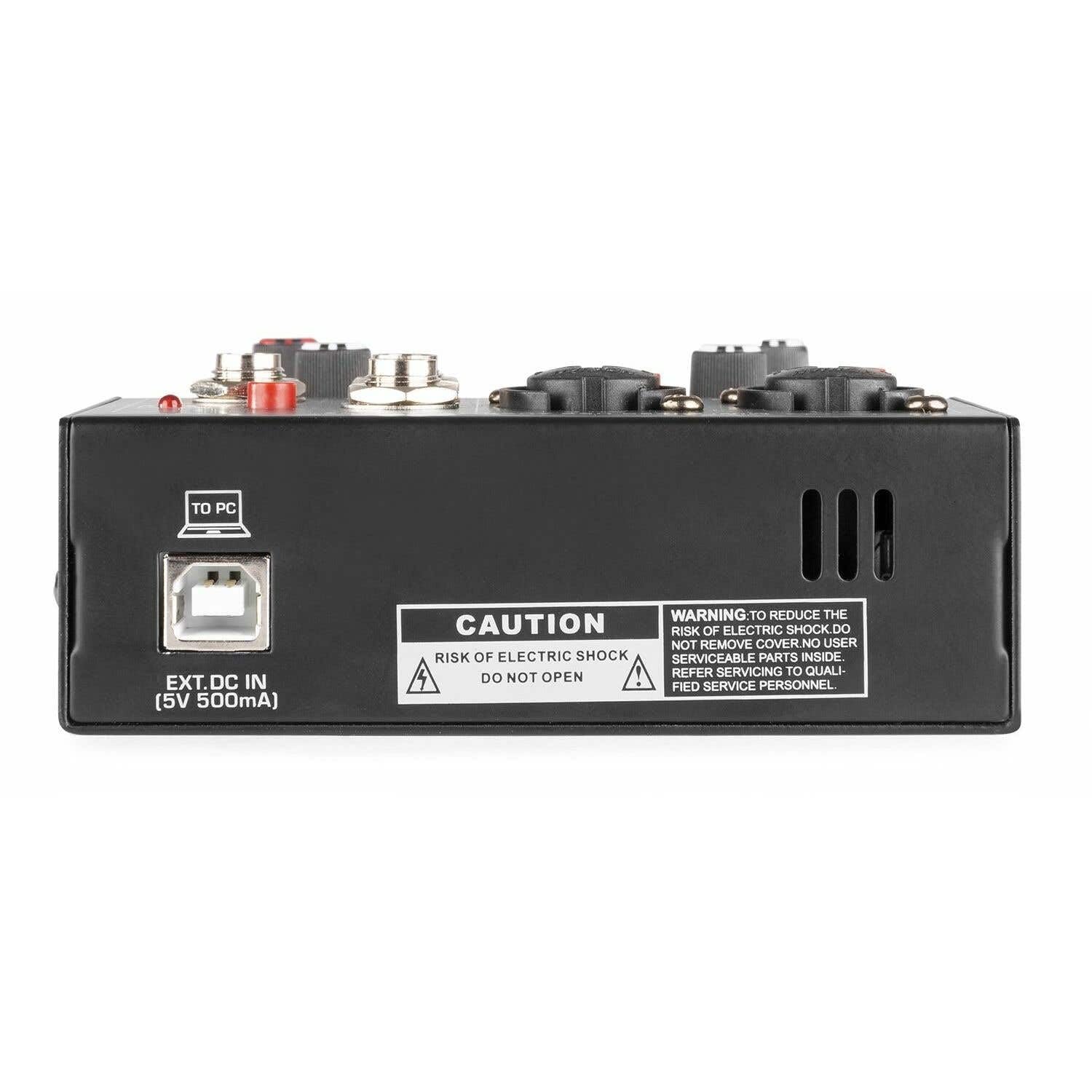Vonyx VMM301 - Mezclador compacto USB con interfaz de audio, Bluetooth, phantom +48V, combo XLR/Jack, salida auriculares, entrada RCA, portátil para podcast, grabación y streaming
