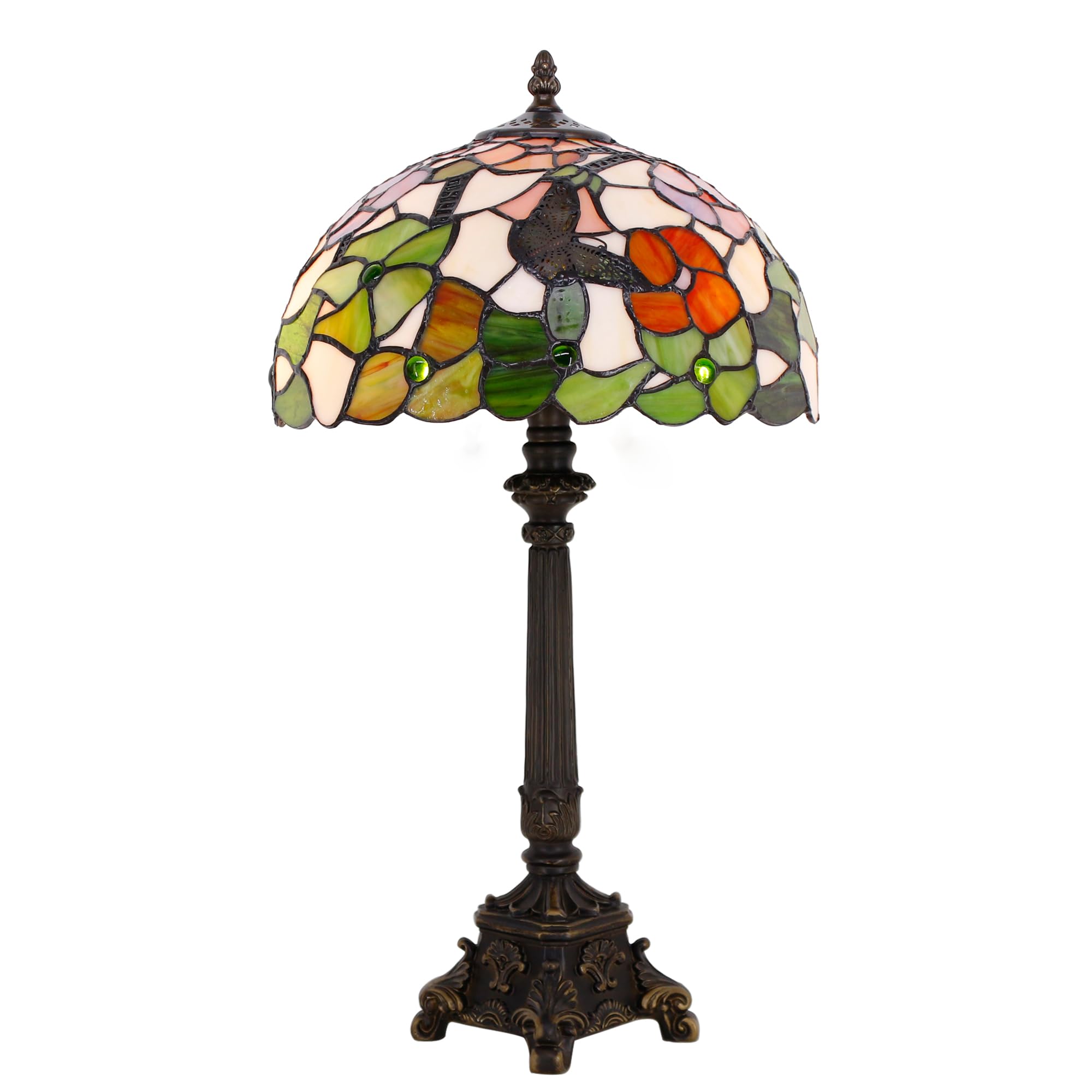 ZJART Tiffany Lamp Stained Glass 12X12X21 Inch Table Lamp Butterfly Flower