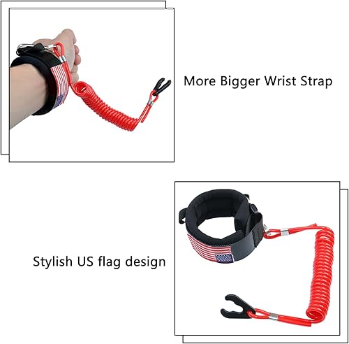 Miniatura 6 de Correa de muñeca para interruptor de muerte para motos acuáticas marinos, repuesto 6E9-82575-00 para Yamaha fuera de borda Mercury Tohatsu Honda