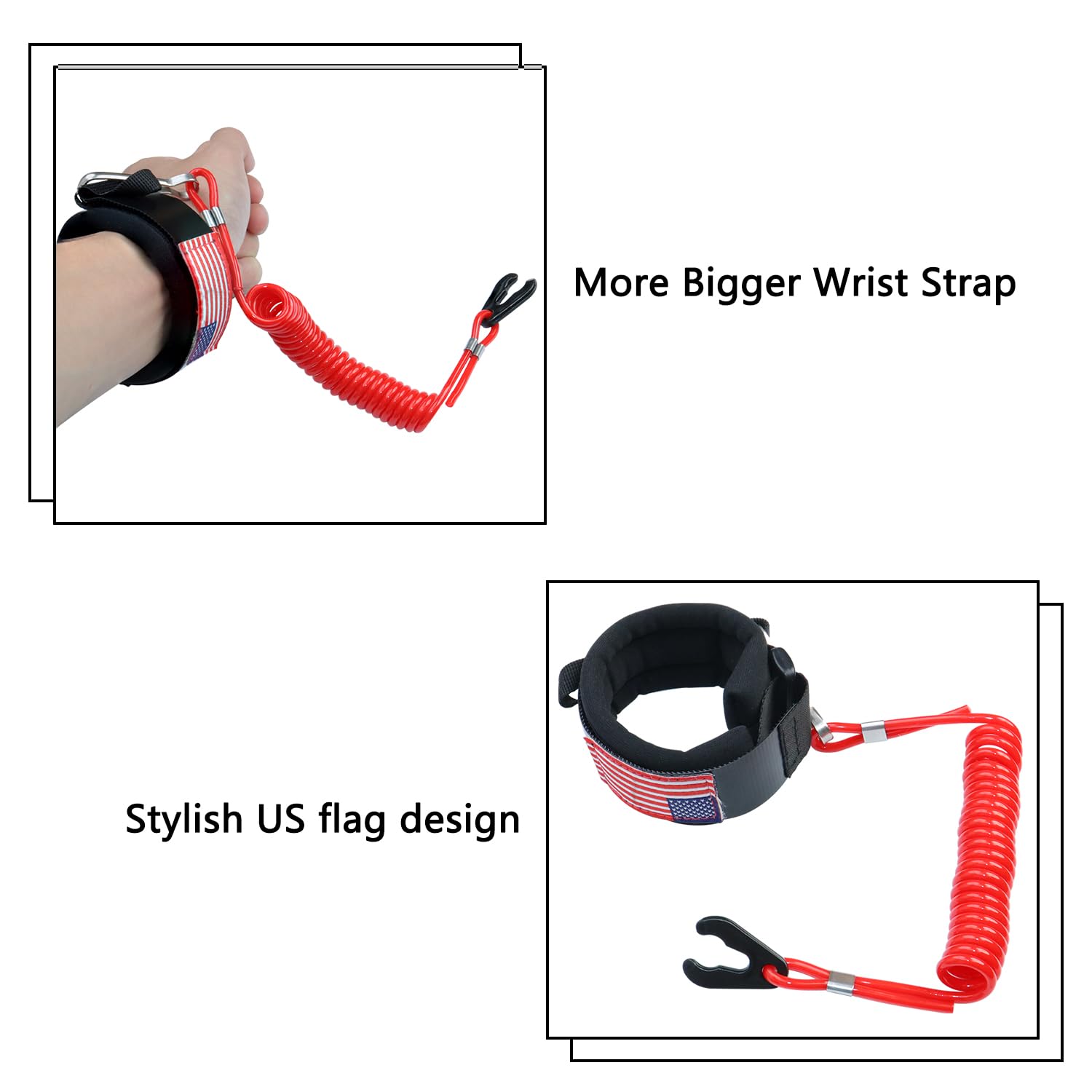 Boat Kill Switch Lanyard Wrist Strap - Safety Tether Replacement For Yamaha, Mercury, Tohatsu, Honda Outboard Engines