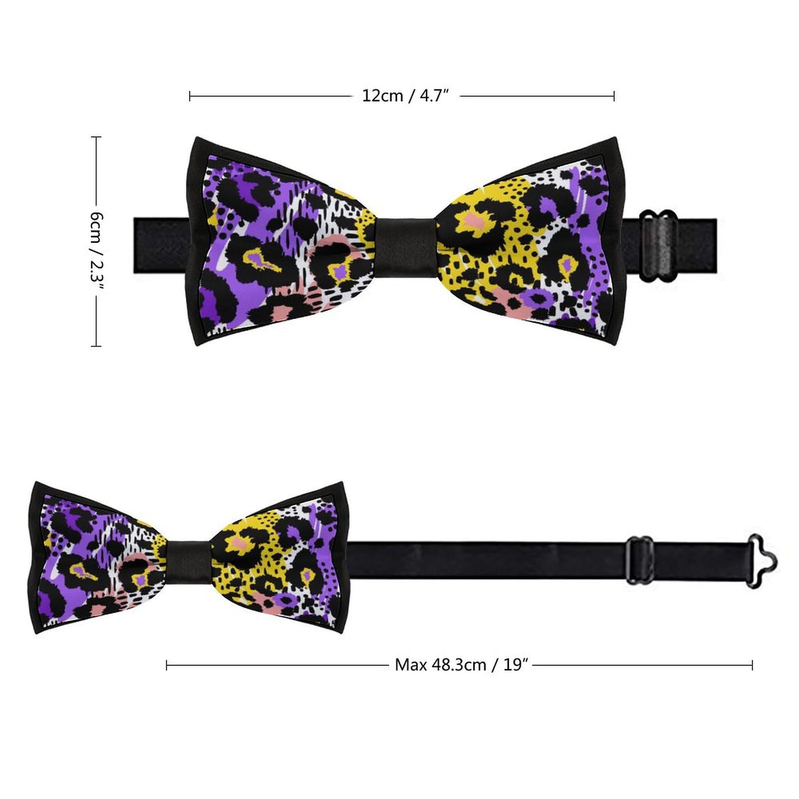 GoasNei Colorful Cow Pattern Bow Tie for Men Adjustable Necktie Funny Tie Neck Ties for Weddings Party