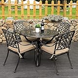 Sumshadow 5-Piece Cast Aluminum Outdoor Patio Dining Set, All Weather Cast...