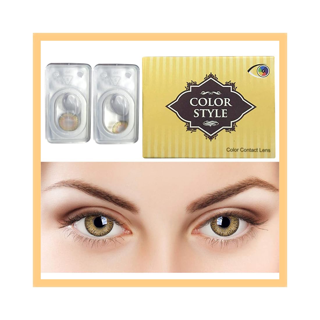 Color Style Hazel Color 1 pair Yearly Contact Lens With Case & Solution(Hazel Color)-picture-15