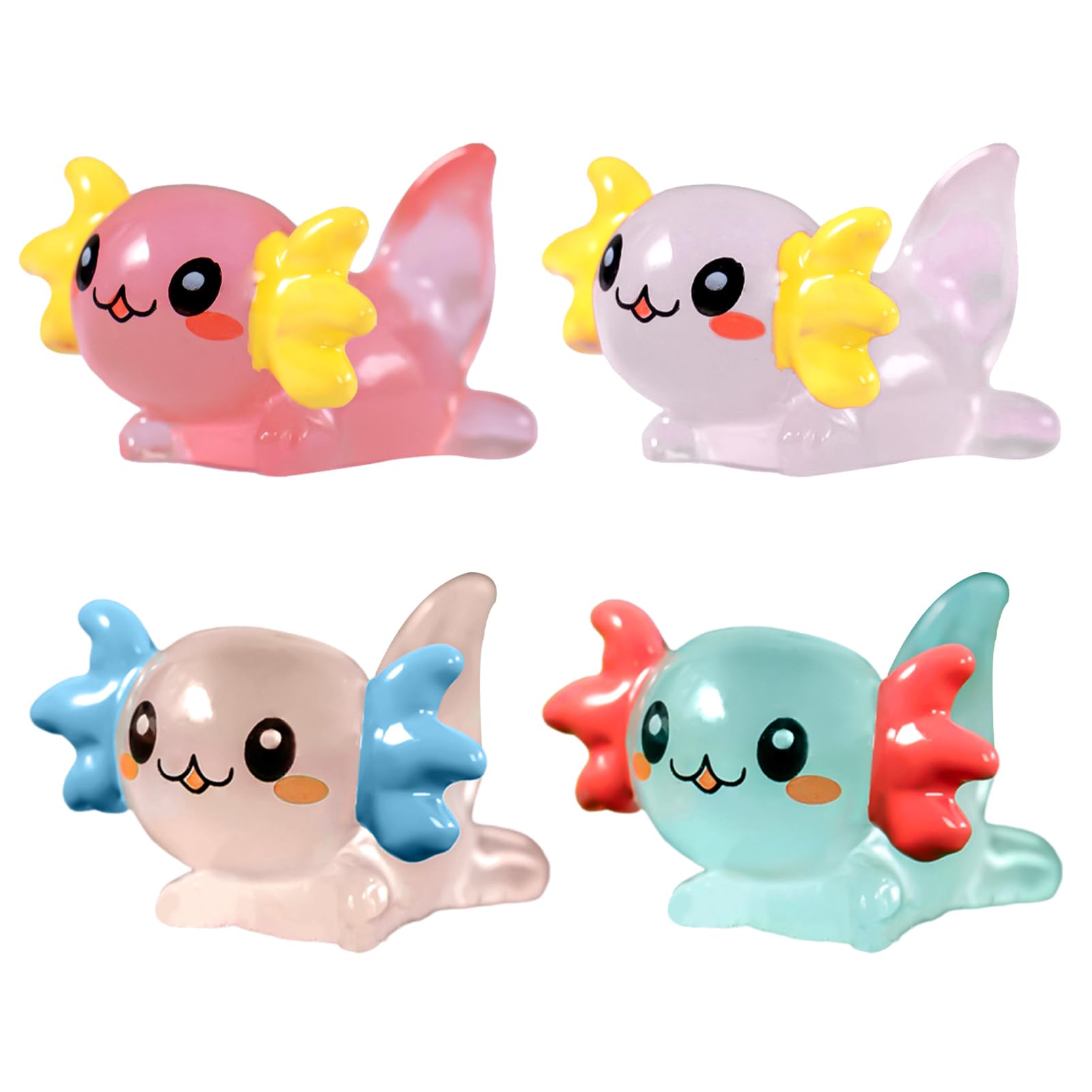 Lambo Miniature Axolotl Figurines, Resin Axolotl Slimes Charm Tiny In The Dark Axolotl Figures Ornament, Miniature Axolotl Toy For Aquarium Tank Decoration Garden