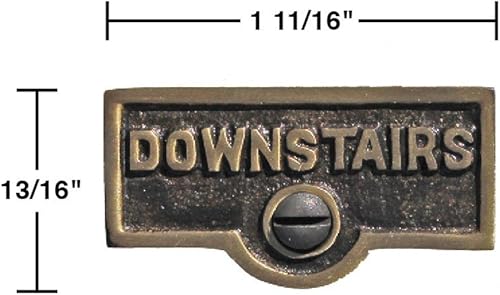 Miniatura 2 de Placa de interruptor de suministro para renovadores, placa de pared con acabado de latón "Downstairs"