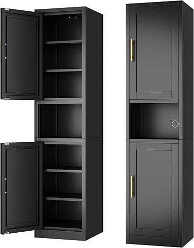 Miniatura 6 de Ckzbk - Armario de almacenamiento de 51.18 pulgadas de alto, gabinete de baño de metal para despensa, con 3 estantes ajustables para cocina, oficina