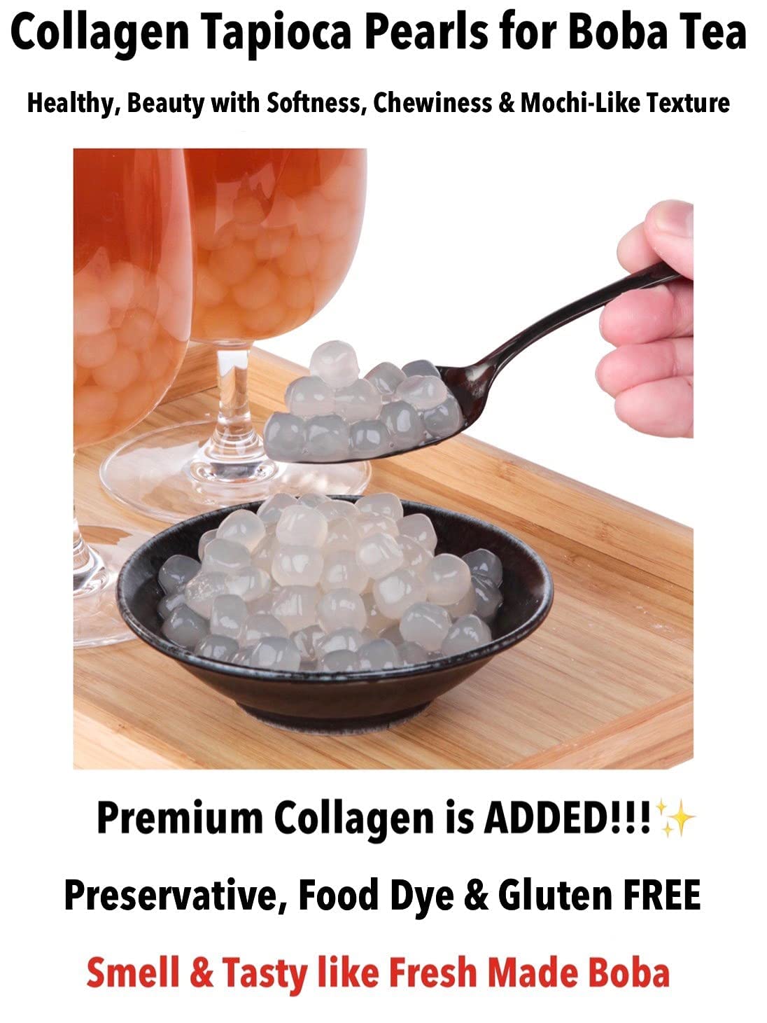 Buy JIFFY BOBA Instant Chewy White Collagen Tapioca Boba Pearls for