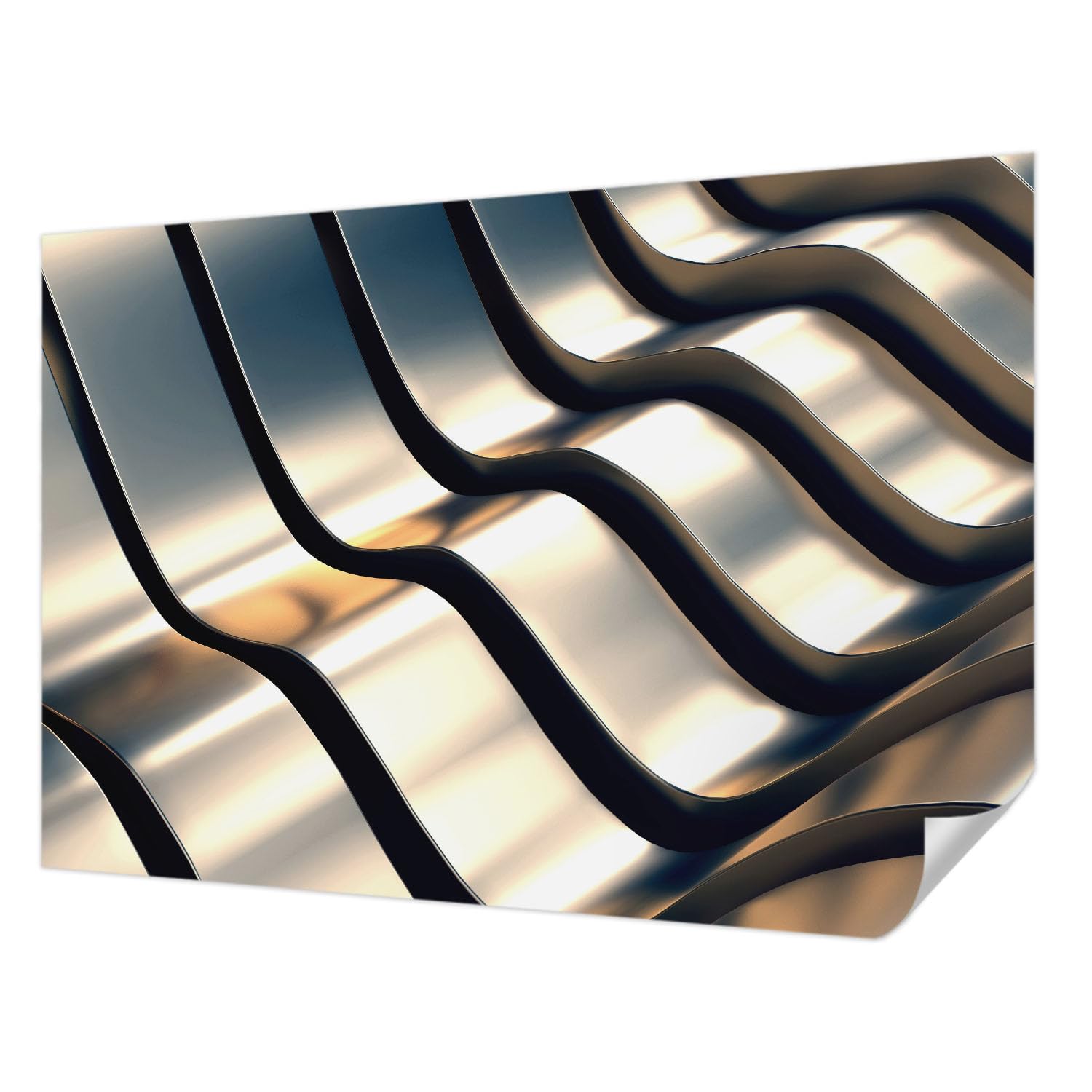 Papel parede autocolante para dormitorio y sala con ondas de metal de diseño moderno